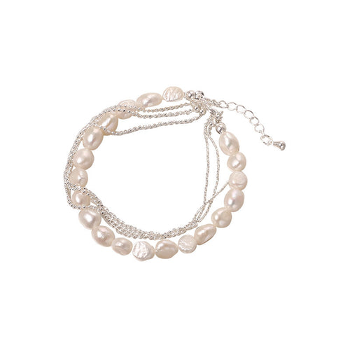 Freshwater Pearl Metal Chain Bracelet For Women
