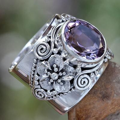 Vintage-style Amethyst-look Personalized Ring