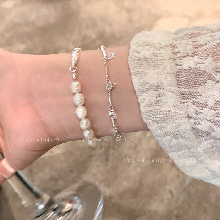 Freshwater Pearl Metal Chain Bracelet For Women